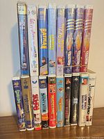 Group shot of all sealed VHS tapes stacked in two rows