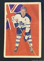Front of Allan Stanley Parkhurst card showing player image and background