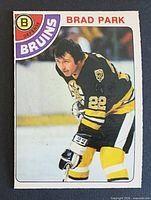 Front of Brad Park O-Pee-Chee card showing image, team, position, card number