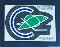 Front view of 1972-73 OPC California Seals logo sticker showing artwork and instructions