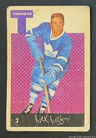 Front of Dick Duff Parkhurst card showing image, printed signature, card number, visible wear