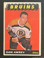 Front of Don Awrey 1965-66 Topps #99 card showing player image and team banner