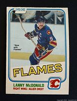 Front of Lanny McDonald 1981-82 O-Pee-Chee card showing player image and team graphics