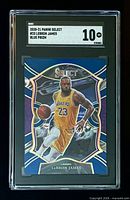 Front view of graded card showing LeBron James Blue Prizm parallel and SGC 10 label
