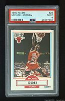 Front of PSA-slabbed 1990 Fleer Michael Jordan card showing label, image, grade.