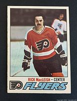 Front of card showing Rick MacLeish in Flyers uniform