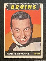 Front of Ron Stewart Topps card showing portrait and team banner