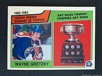 Front of Wayne Gretzky O-Pee-Chee card showing player image and trophy