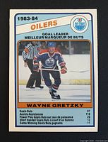 Card front showing Wayne Gretzky image, card number and stats