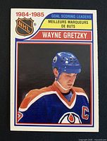 Front of Wayne Gretzky OPC card showing image, title, team logo