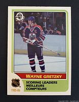 Front of Wayne Gretzky O-Pee-Chee card showing player image and title