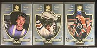 Front view of all three Wayne Gretzky The Great Career cards in sleeves