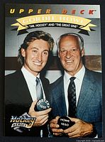 Card front showing Wayne Gretzky and Gordie Howe
