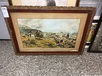 Framed battle scene print full view