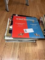 Stack of LP records, top record The World's Greatest Marches visible