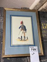 Full view of framed print with label
