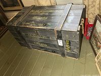 Overall view of wooden military crate