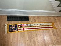 Full view of 5-ft Pusser's Rum British Navy banner on floor