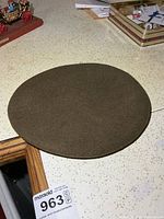 Top view of khaki wool beret