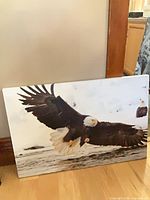 Front view of entire canvas showing eagle image and size context