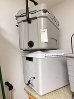 Truck Gear cooler stacked on Koolatron cooler