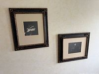 two framed prints hanging side by side