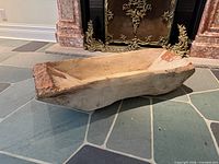 overall view of wooden dough bowl front and side