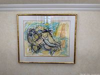Front view of framed Joseph Amar mixed media artwork