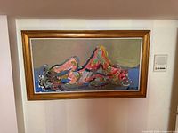 Front view of framed Joseph Amar acrylic painting