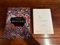Front covers of both hardcover books: Bvlgari and The Magical Art of Cartier