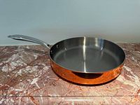 Top view of copper fry pan interior