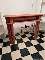 Front view of entire wood fireplace mantel shelf