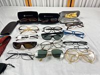 All eyewear and cases laid out on table