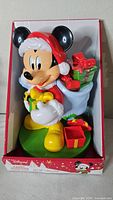 Front view of boxed Mickey Mouse candy dispenser showing figure and packaging