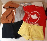 All five clothing items laid out