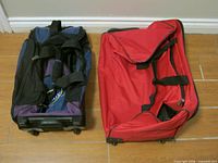 Top view of both suitcases lying flat, interiors visible