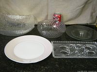 All five serveware items displayed on counter