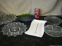 All six serving dishes arranged together for overall view