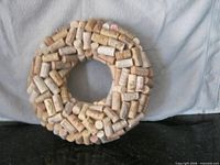 Front view of circular cork wreath