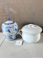Both ceramic items side by side showing overall condition and size comparison