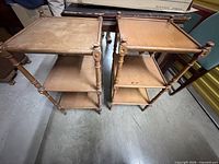 Overhead view of both matching three-tier end tables