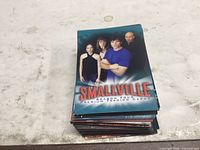 Front card showing Smallville Season Four Premium Trading Cards stack