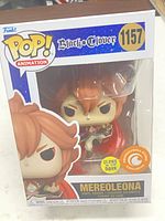 Front view of boxed Funko Pop! Mereoleona #1157 showing figure, window, exclusive sticker