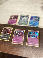 Overview of all six Pokémon cards laid out