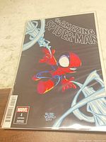Front view of bagged and boarded The Amazing Spider-Man #1 variant comic