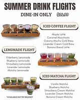 Promotional image showing café’s summer drink flight options