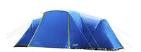 Blue Coleman Skydome XL tent exterior side view with guy lines attached
