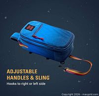 Cooler sling angled view showing adjustable sling and zip closure