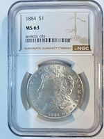 NGC slab obverse label showing grade MS63 and obverse of coin