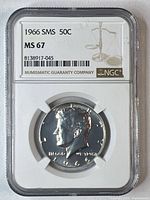 front of NGC slab showing obverse and label MS67 certification 8138917-045